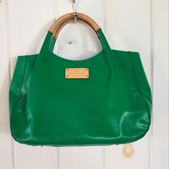 Kate Spade NY Emerald Green Shiny Top Handle Bag - Picture 1 of 13